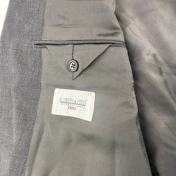 Joseph Feiss Mens 42L Blazer Jacket Charcoal Gray 100% Wool International Trio - Picture 6 of 16